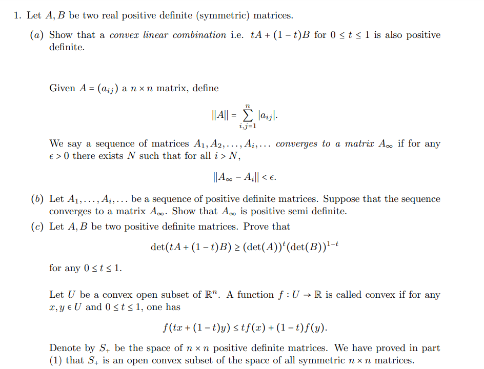 Solved Let A,B be two real positive definite (symmetric) | Chegg.com