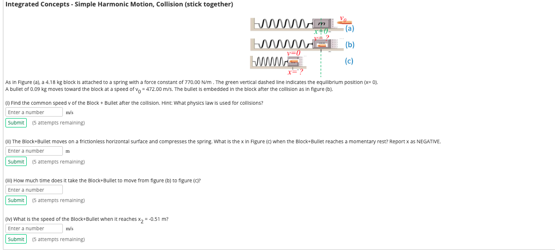 Solved Integrated Concepts Simple Harmonic Motion Coll Chegg Com