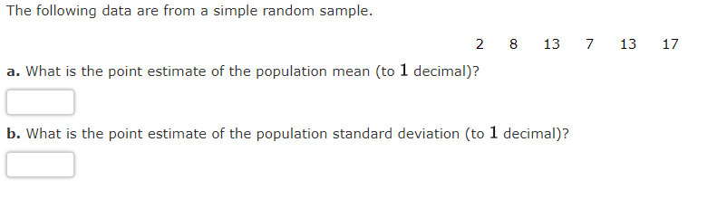Solved The following data are from a simple random sample. | Chegg.com