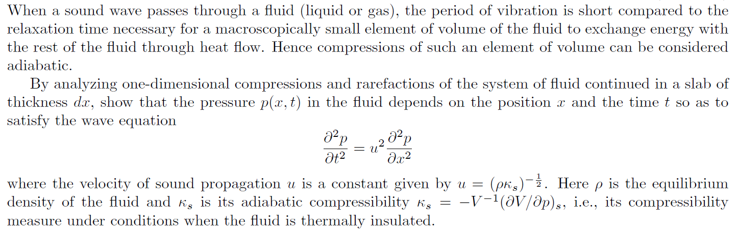 Solved When a sound wave passes through a fluid (liquid or | Chegg.com