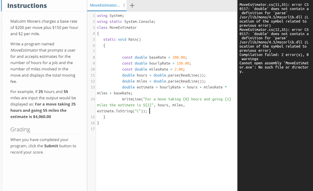 Solved Instructions MoveEstimator...+ MoveEstinator.cs | Chegg.com