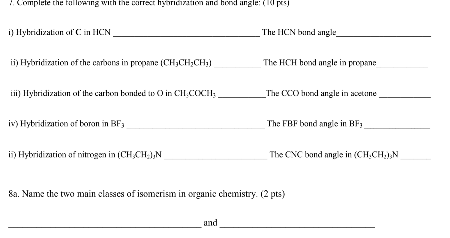 Solved 7. Complete the following with the correct | Chegg.com