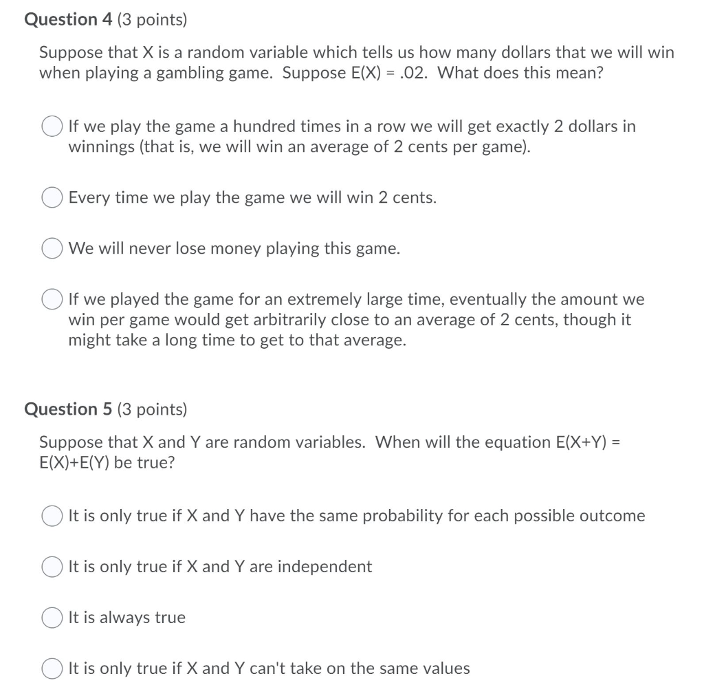 Solved Question 4 3 Points Suppose That X Is A Random V Chegg Com