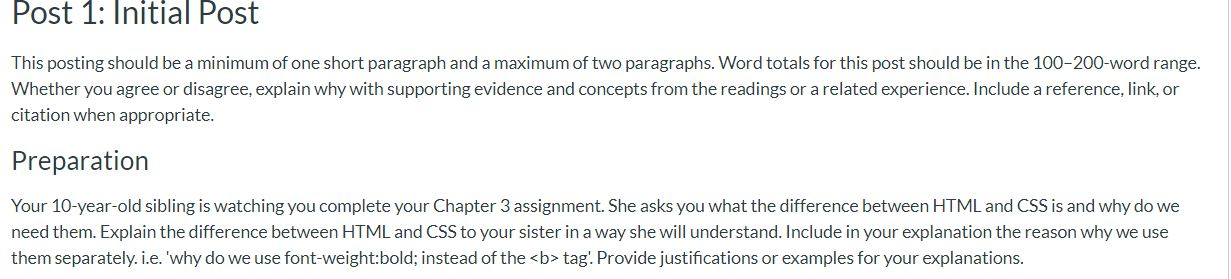 Solved Post 1 Initial Post This Posting Should Be A Minimum Chegg Com