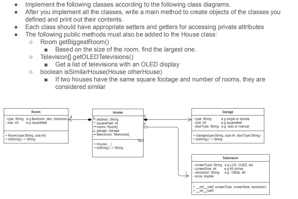 Solved Implement the following classes according to the | Chegg.com