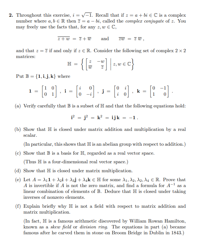 Solved 2 Throughout This Exercise I 7 1 Recall That Chegg Com