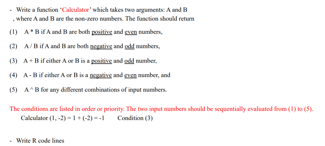 Solved Write a function ‘Calculator' which takes two | Chegg.com