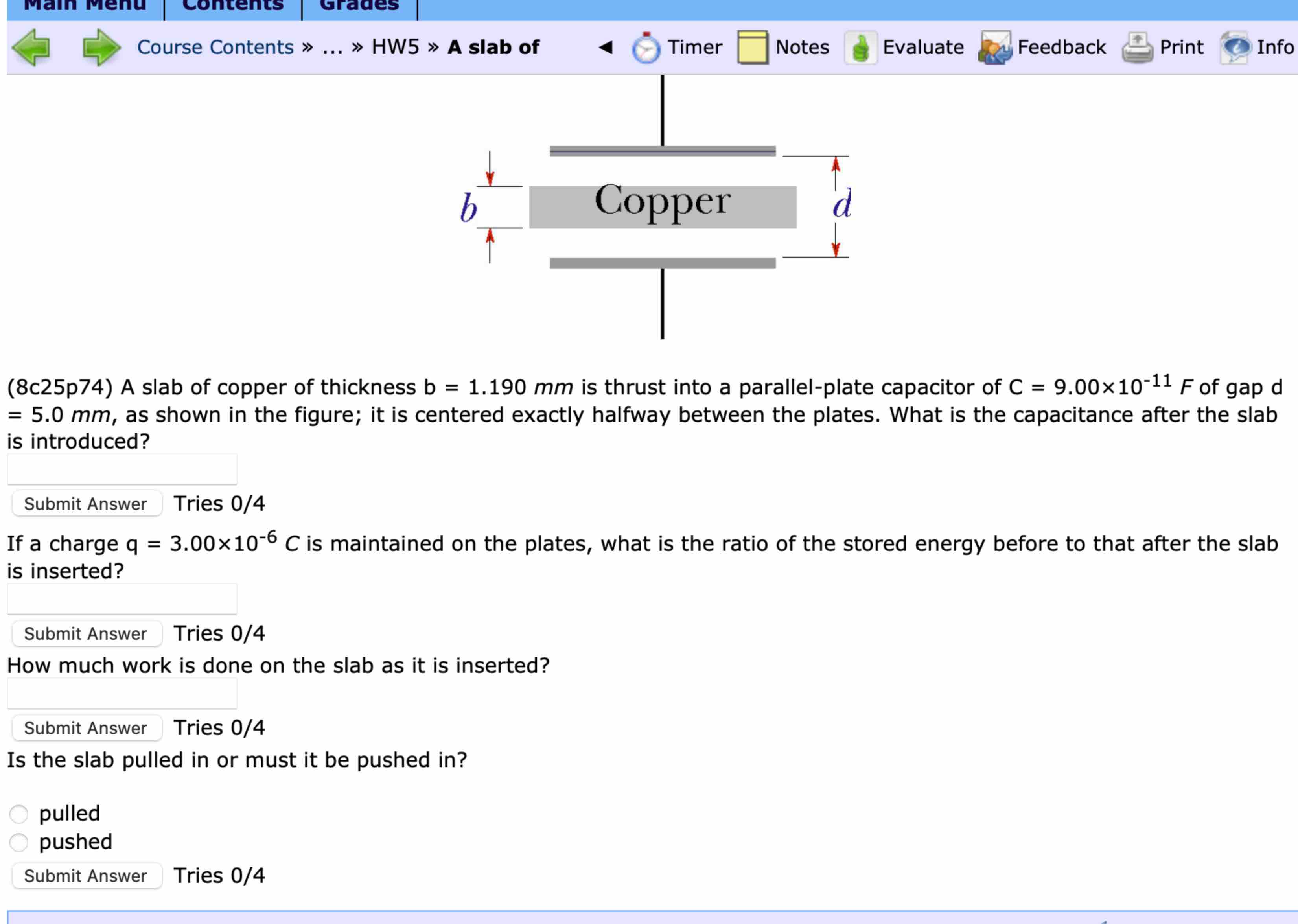 Solved (8c25p74) ﻿A Slab Of Copper Of Thickness B=1.190mm | Chegg.com