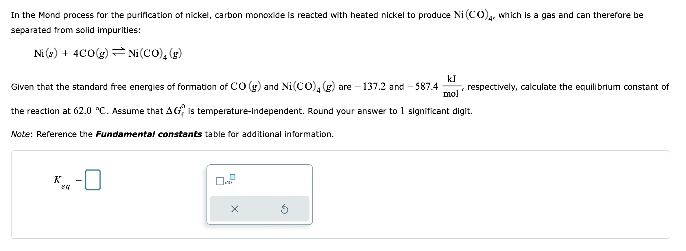 In the Mond process for the purification of nickel,