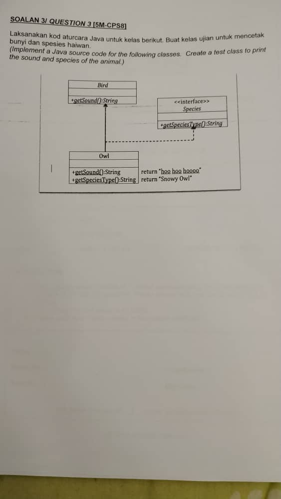 Solved Laksanakan kod aturcara Java untuk kelas berikut. | Chegg.com