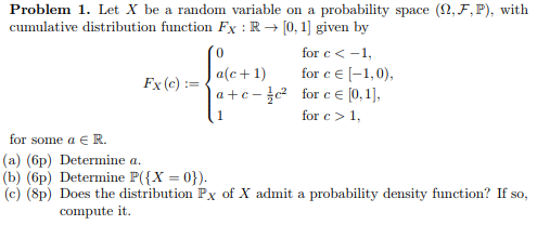 Solved Problem 1. Let X be a random variable on a | Chegg.com