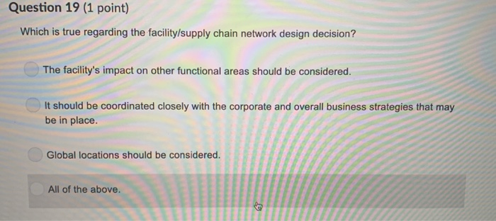 Solved Question 19 (1 point) Which is true regarding the | Chegg.com