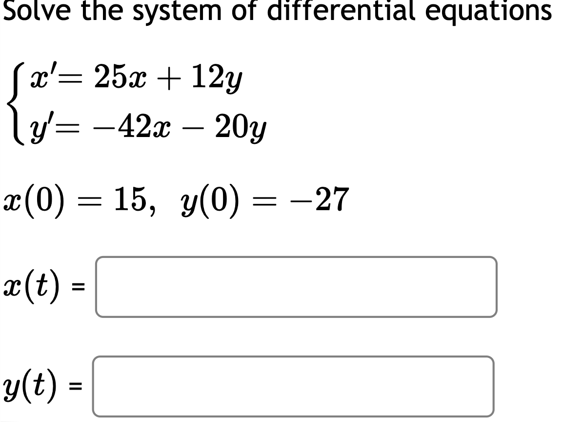 Solve the system of differential equations | Chegg.com