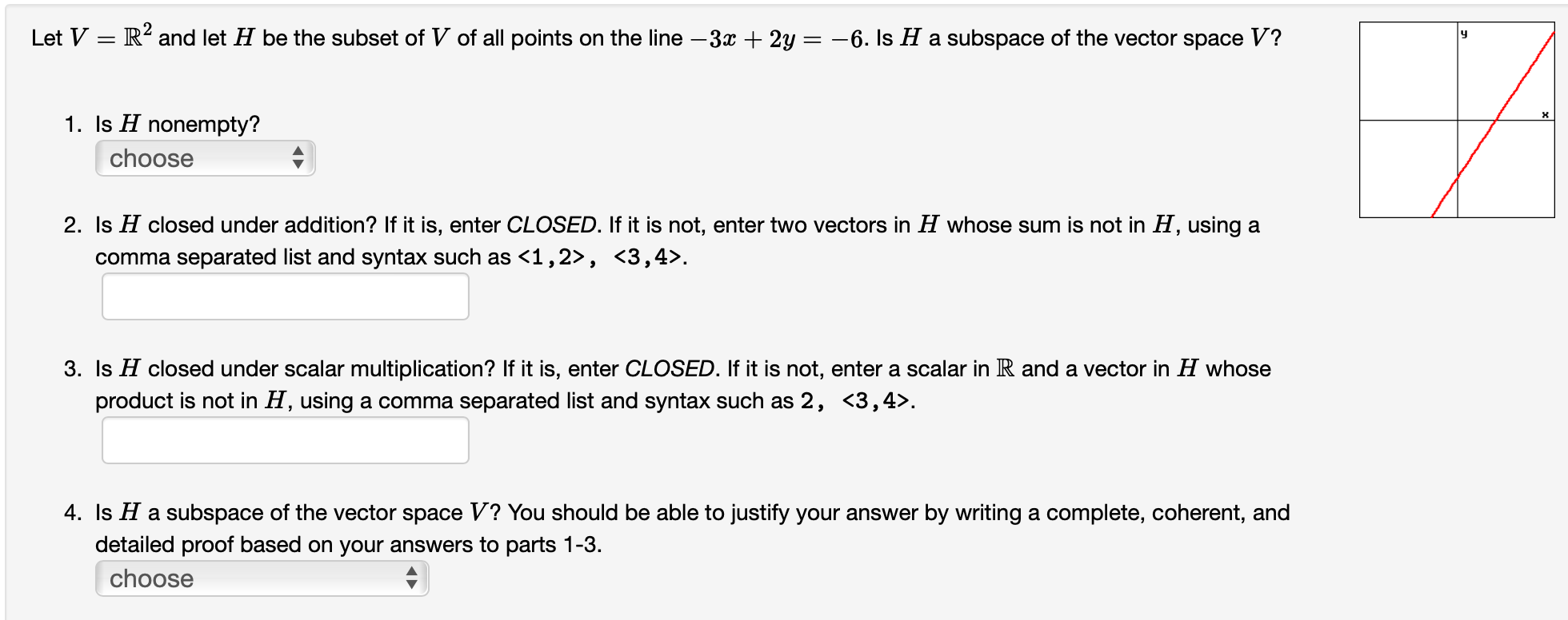 Solved Let V=R2 And Let H Be The Subset Of V Of All Points | Chegg.com