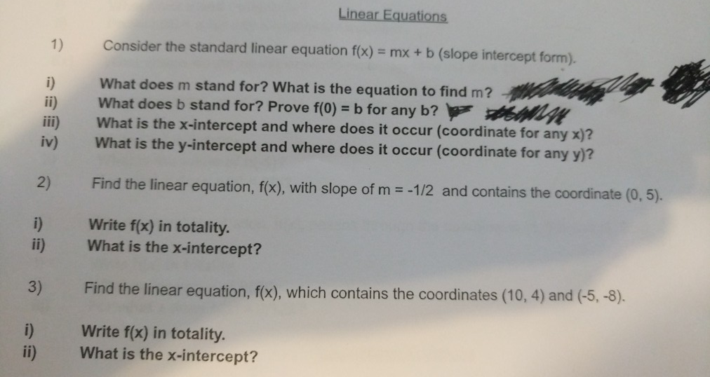 Solved Linear Equations Consider the standard linear