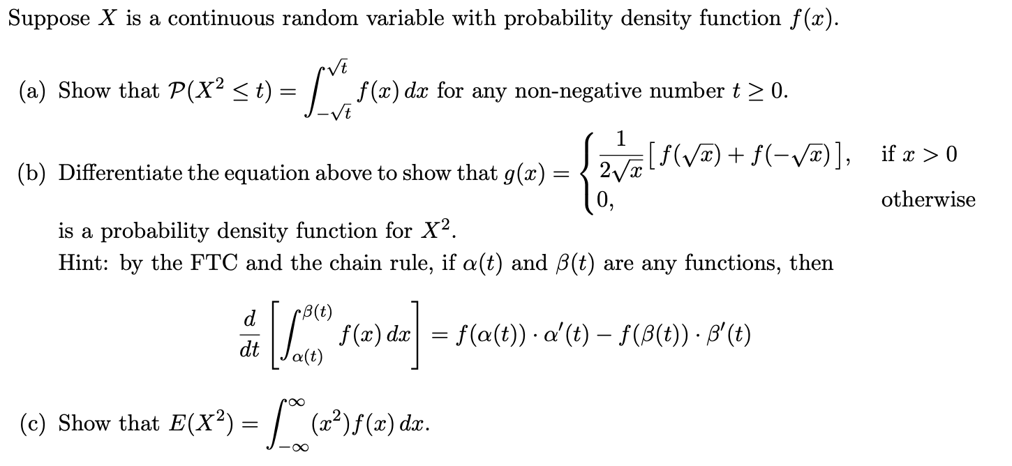 Solved Suppose X Is A Continuous Random Variable With Pro Chegg Com