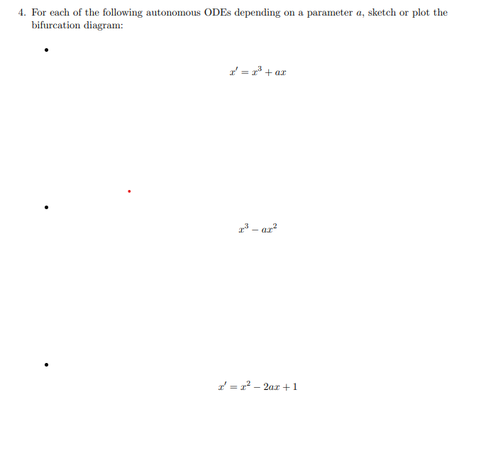 Solved 4. For each of the following autonomous ODEs | Chegg.com