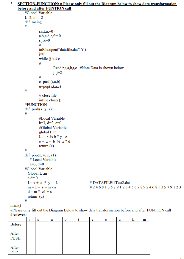 Solved before and after FUNTION call #Global Variable L=2, | Chegg.com