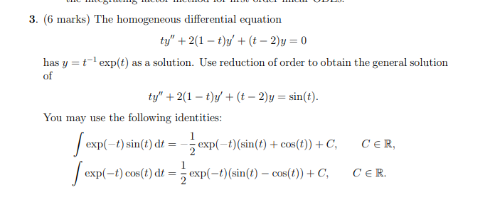 Solved 3. (6 marks) The homogeneous differential equation | Chegg.com