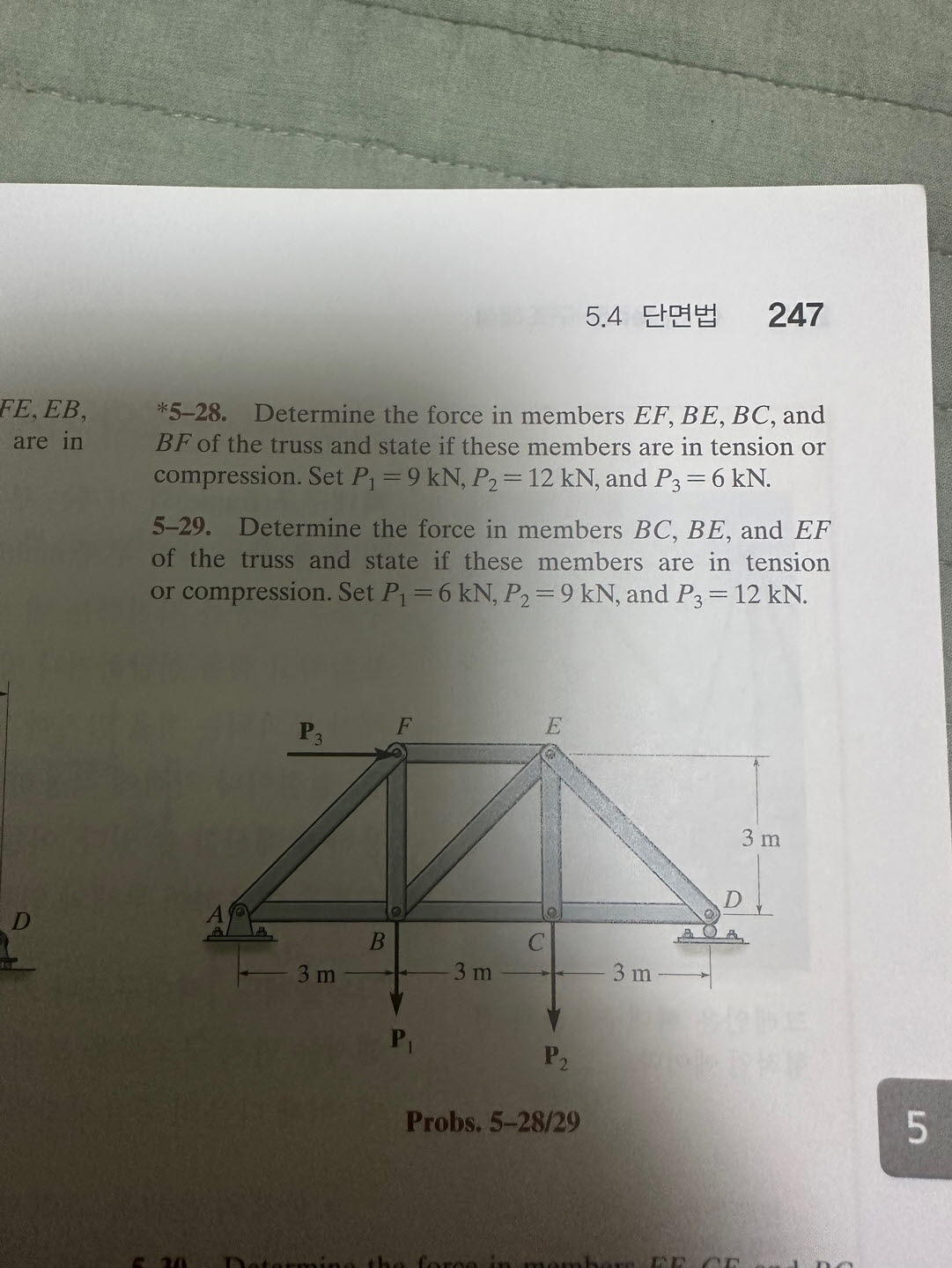 Solved FE,EB,∗5−28. Determine The Force In Members EF,BE,BC, | Chegg.com