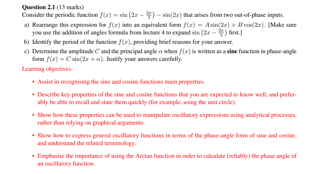 Solved Question 2.1 (13 marks) Consider the periodic | Chegg.com