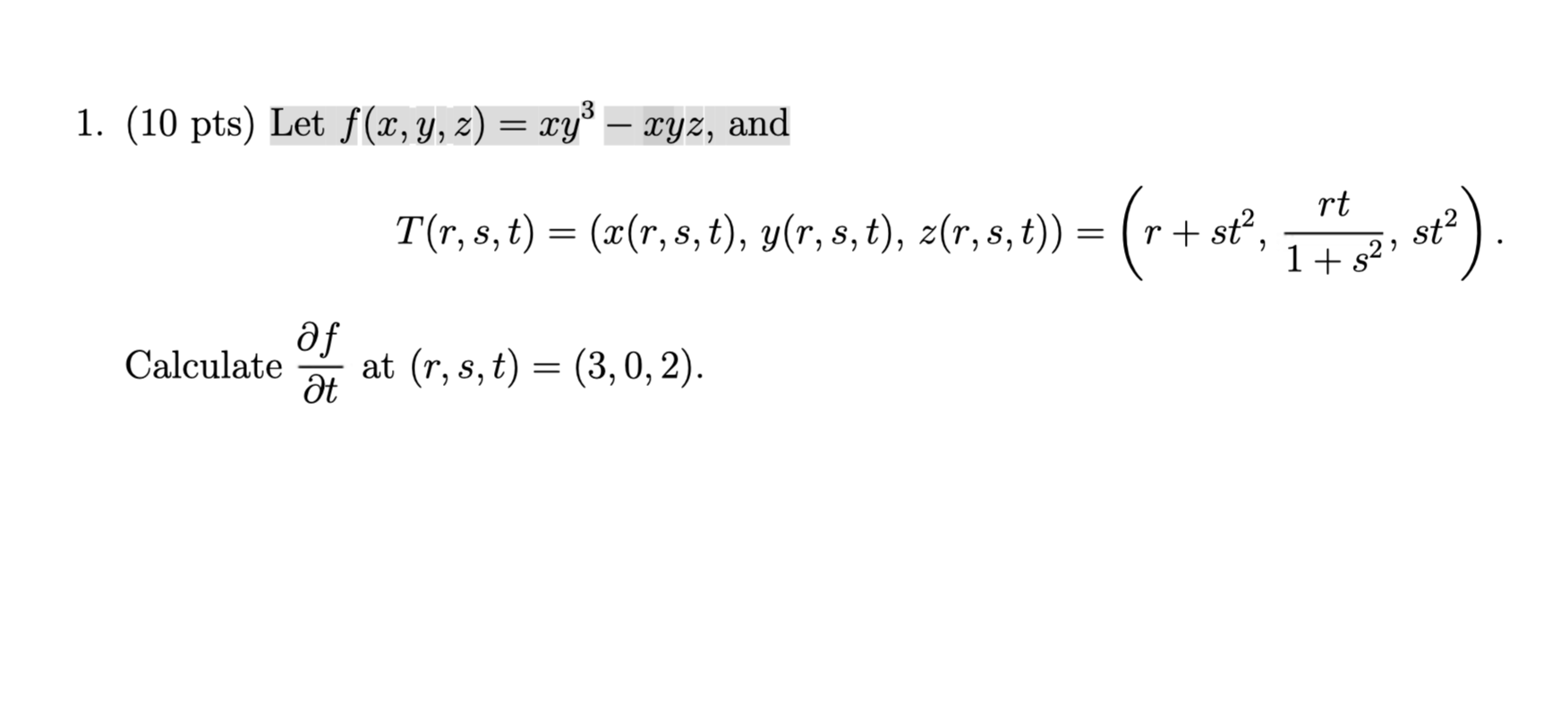 Solved Letf(x,y,z)=xy3−xyz,and | Chegg.com