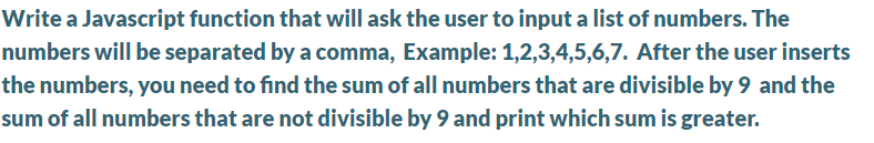 Solved Write a Javascript function that will ask the user to | Chegg.com