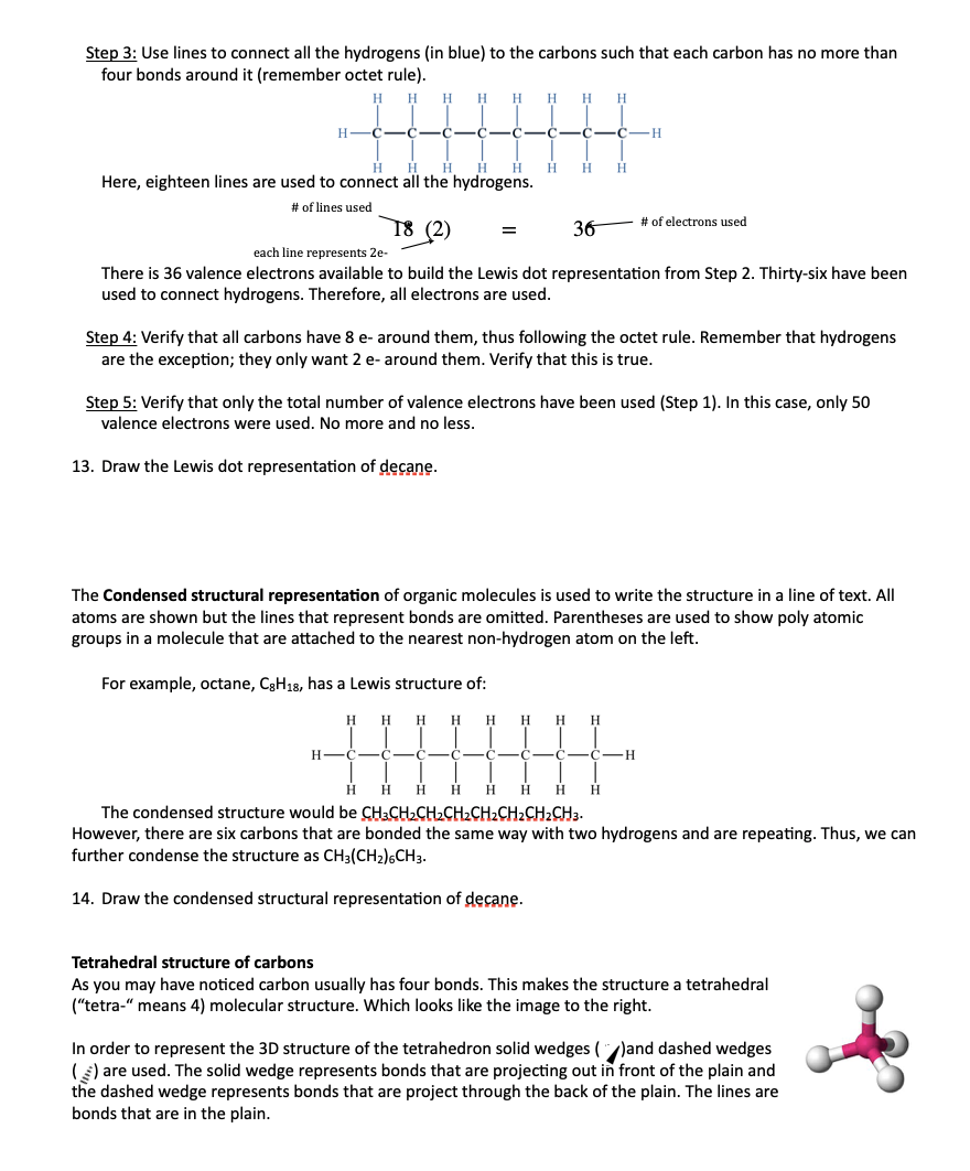 Solved Step 3: Use lines to connect all the hydrogens (in | Chegg.com