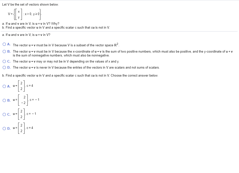 Solved Let V Be The Set Of Vectors Shown Below V X Chegg Com