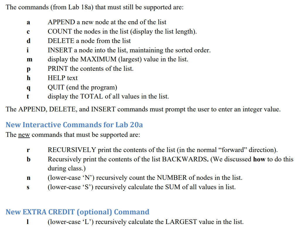 Solved The commands (from Lab 18a) that must still be | Chegg.com