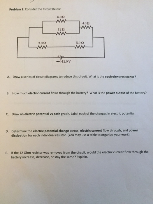 Solved Problem 2: Consider the Circuit Below 6.00 4.0 Ω 12Ω | Chegg.com