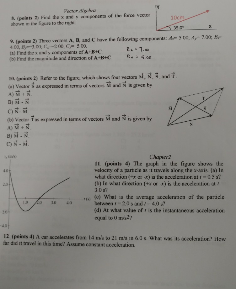 Solved Vector Algebra 8. (points 2) Find the x and y | Chegg.com