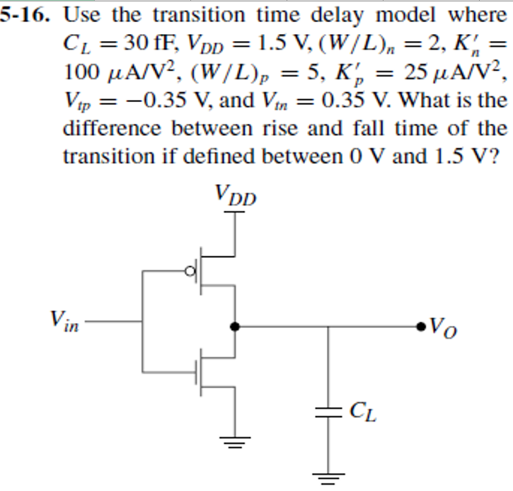 Solved 5 16 Use The Transition Time Delay Model Where Cl Chegg Com