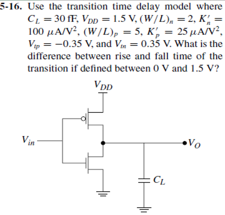 Solved 5-16. Use the transition time delay model where CL = | Chegg.com