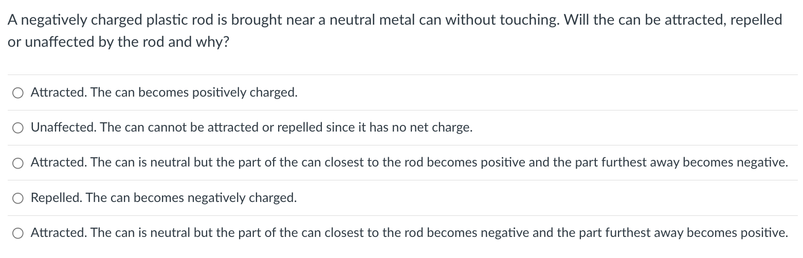Solved A negatively charged plastic rod is brought near a