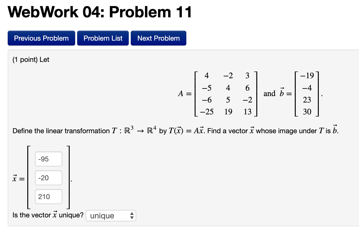 Solved WebWork 04: Problem 11 Previous Problem Problem List | Chegg.com
