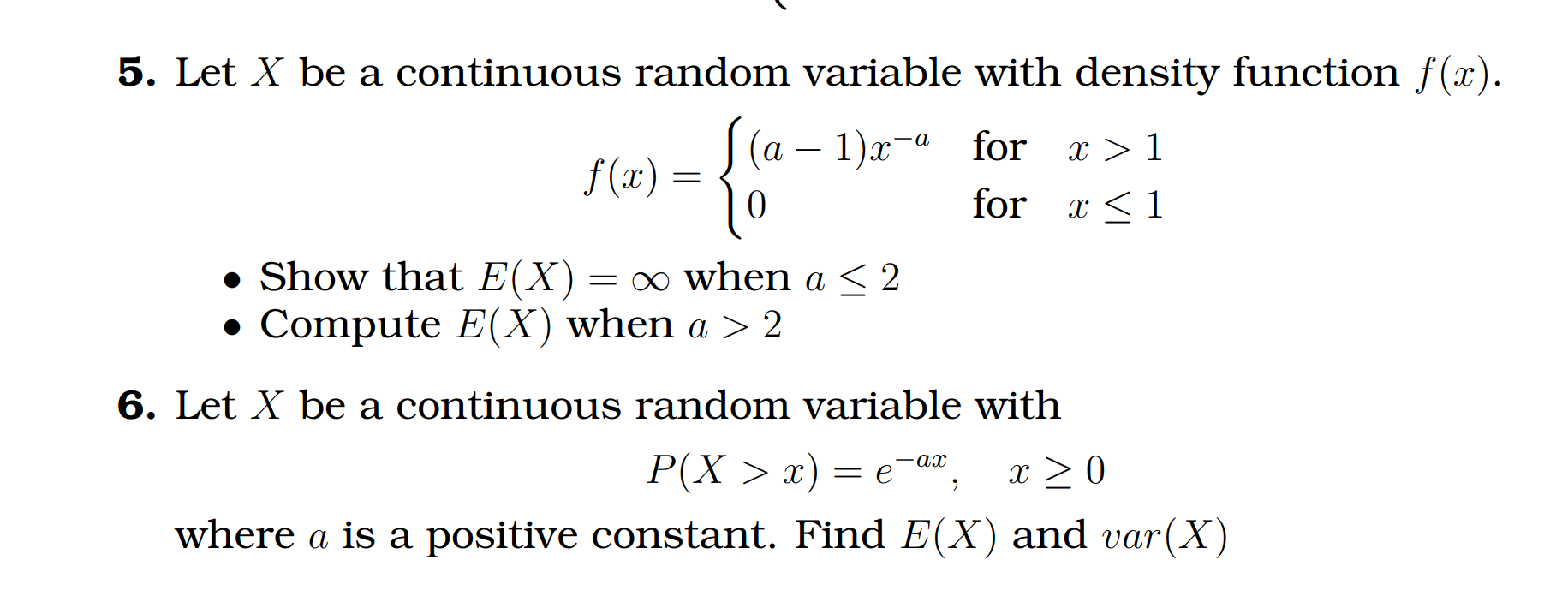 Solved 5. Let X Be A Continuous Random Variable With Density | Chegg.com