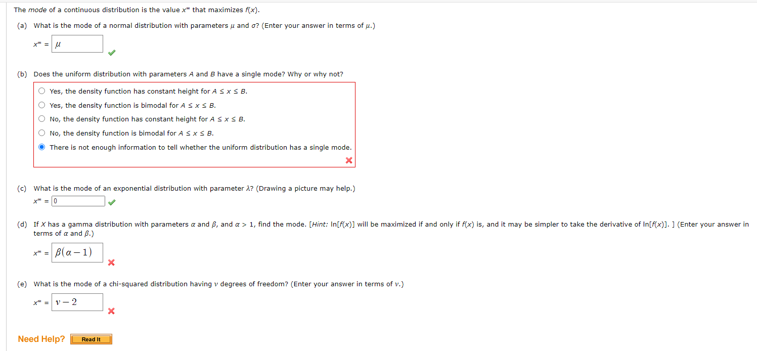 Solved The Mode Of A Continuous Distribution Is The Value Chegg Com