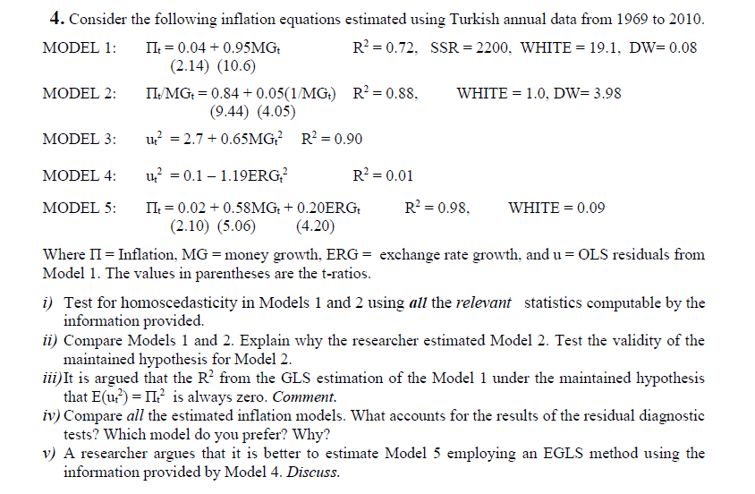 Mod Inflation Equation 4. Consider the following inflation equations | Chegg.com