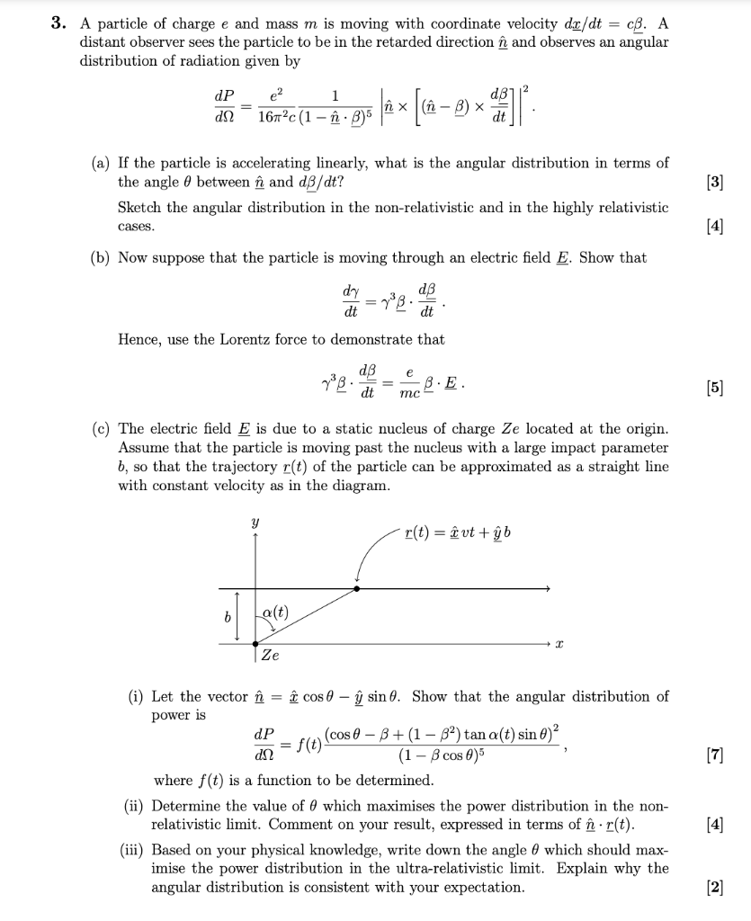 Solved 3. A particle of charge e and mass m is moving with | Chegg.com