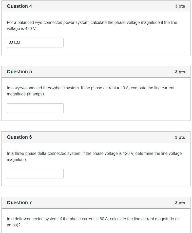 Solved Question 4 3 pts For a balanced wye-connected power | Chegg.com