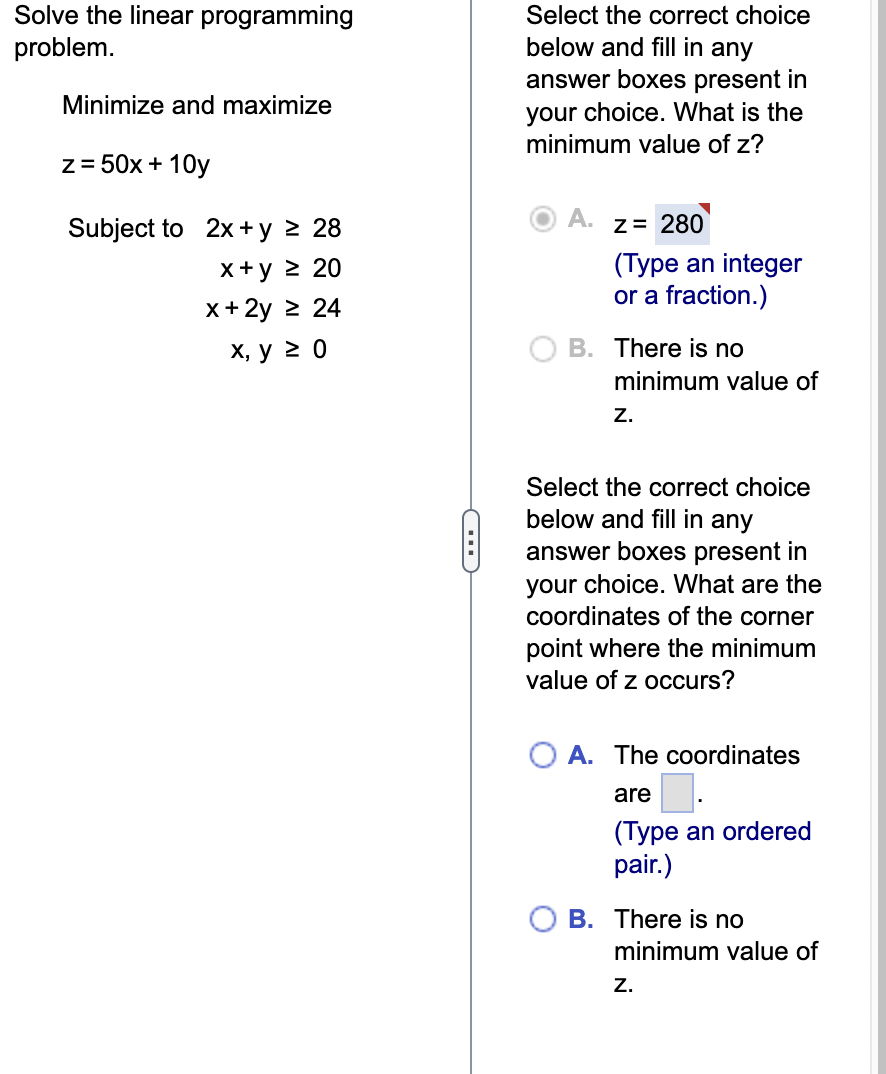 Solved Solve the linear programming problem. Minimize and | Chegg.com