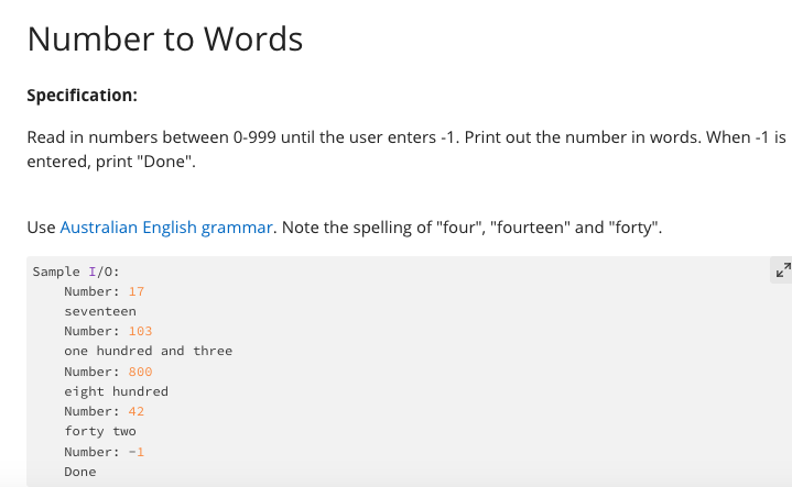 Solved Number to Words Specification: Read in numbers | Chegg.com