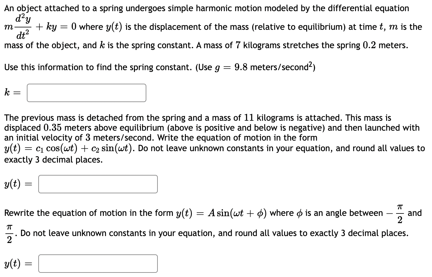 Solved An object attached to a spring undergoes simple | Chegg.com