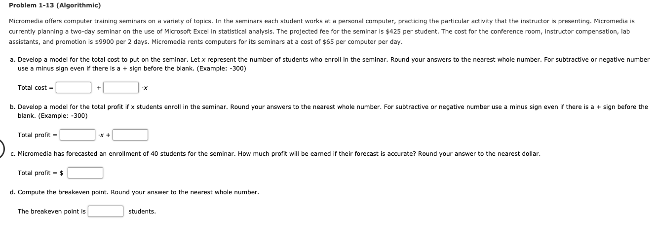 Solved Problem 113 (Algorithmic) Micromedia offers computer