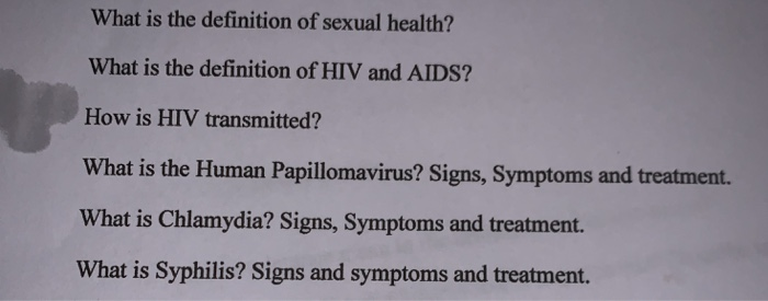 Solved What is the definition of sexual health What is the