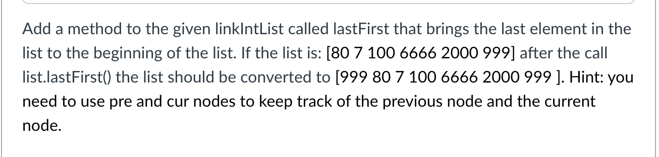 Solved • You are not allowed to use the Java linked List | Chegg.com