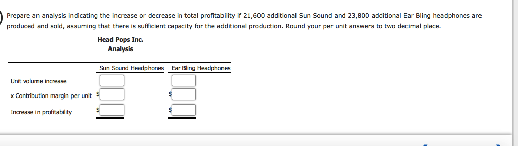 Solved Prepare an analysis indicating the increase or | Chegg.com