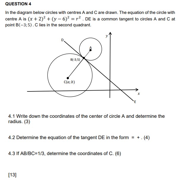 Solved In The Diagram Below Circles With Centres A And C Are | Chegg.com