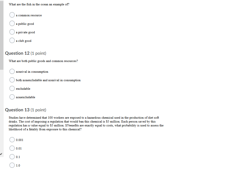 Solved What Are The Fish In The Ocean An Example Of? ) A
